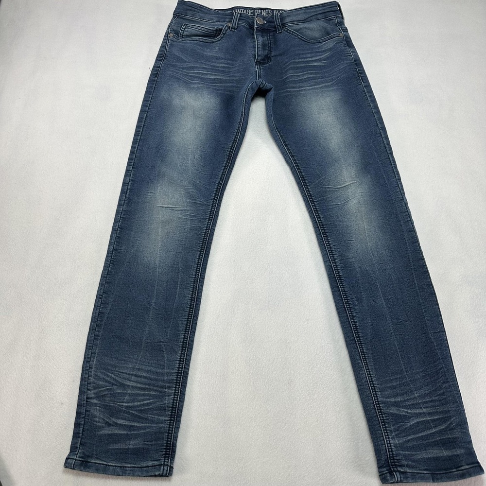 Vintage Genes Black Jeans Mens 30x32 Blue Slim‎ Straight Stretch Denim Casual